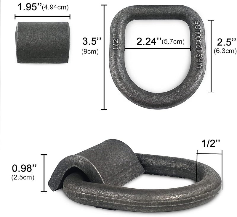 AYMMIC 1/2" Heavy Duty Weld-On Forged D Ring with Welding Clips - 12 Pack - Image 5