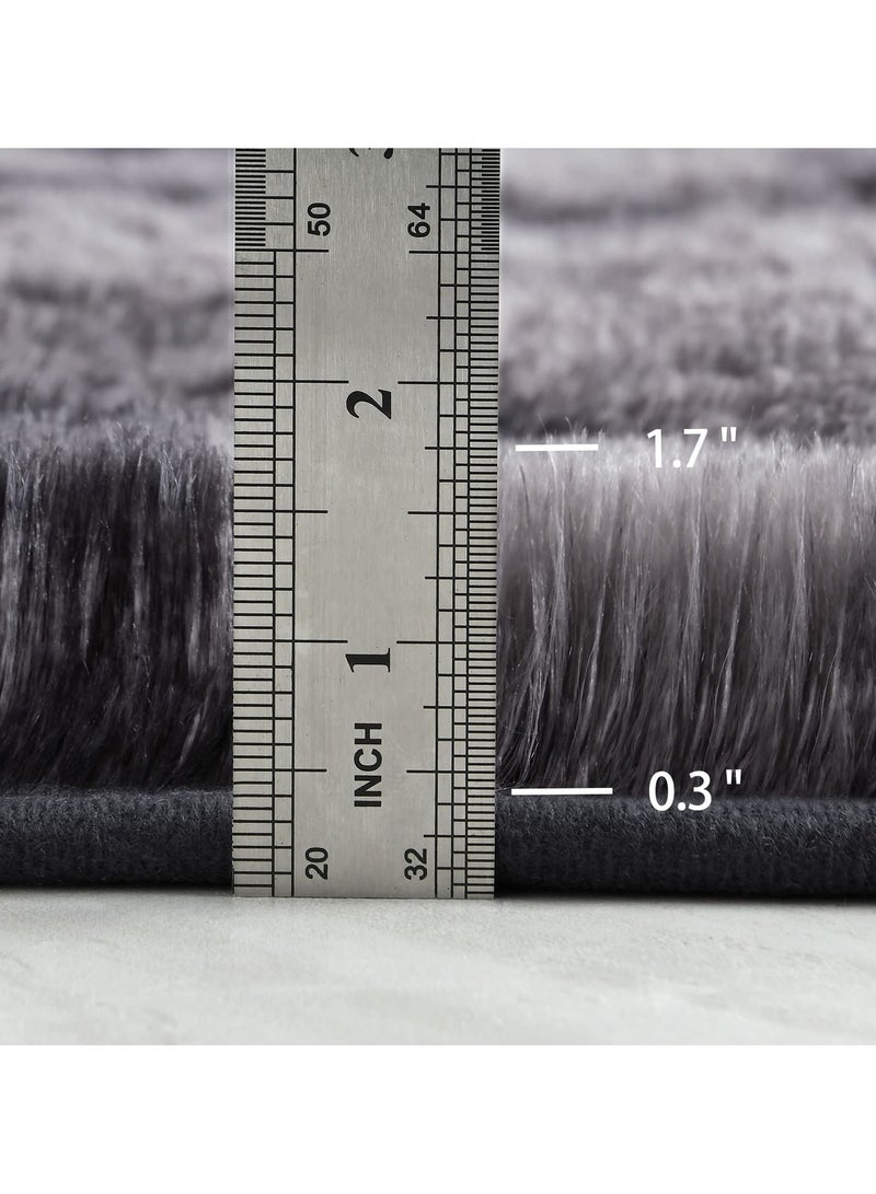 LOKIPA Large Area Rugs for Living Room, Super Soft Fluffy Modern Bedroom Rug, Tie-Dyed Dark Grey Indoor Shag Fuzzy Carpets for Girls Kids Nursery Room Home Decor-Grey - Image 2