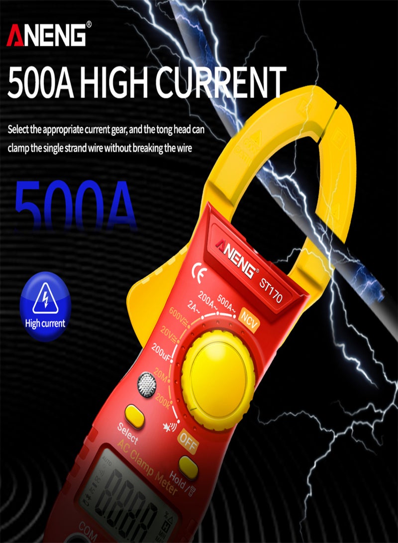 ANENG ST170 Smart Clamp Meter 1999 Counts Auto-ranging Digital Multimeter LCD Screen AC DC Voltage AC Current Tester LED Flashlight NCV Induction Voltage Meter Resistance Capacitance Diode Testing - Image 2