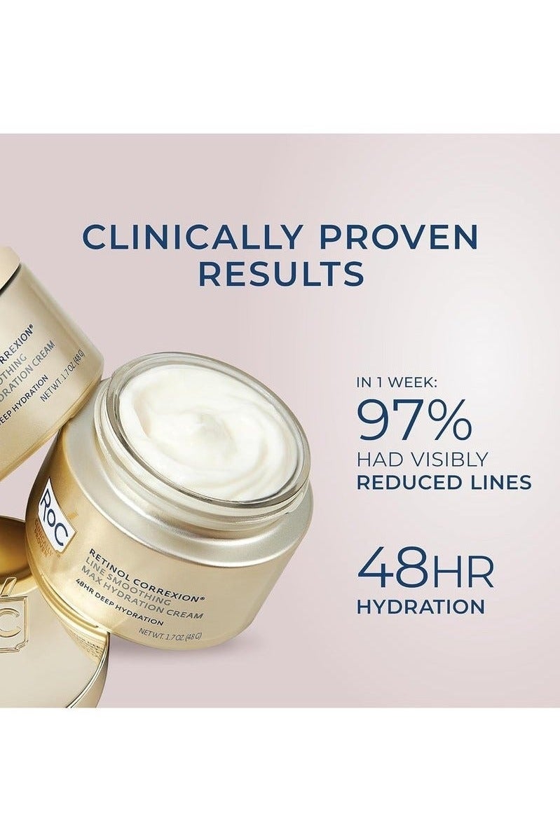 RoC Retinol Correxion Max Daily Hydration Anti-Aging Face Moisturizer with Hyaluronic Acid, Oil Free Skin Care Cream for Fine Lines, Dark Spots, Post-Acne Scars, 1.7 Ounces - Image 2