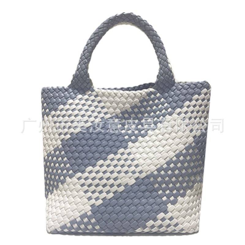 All-Match New Large Capacity Tote Bag Women'S Bag Handmade Woven Bag Women'S Color Matching Women'S Bag Shoulder Bag Woven Tote Bag - Image 1