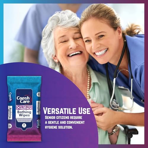 CooshCare مناديل استحمام كوشكير XL سميكة للغاية - 8 قطع | بدون شطف، مضادة للحساسية، متوازنة الحموضة، قابلة للتسخين في الميكروويف، مناديل تنظيف خالية من الكحول للبالغين، كبار السن، السفر، التخييم - Image 3