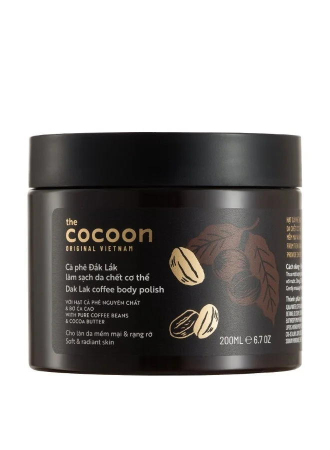 The Cocoon Original Vietnam  Dak Lak Coffee Body Polish 200ml Natural Coffee Scrub with Cocoa Butter for Smooth Bright Radiant Skin  | Best Price UAE