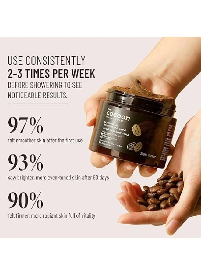 The Cocoon Original Vietnam  Dak Lak Coffee Body Polish 200ml Natural Coffee Scrub with Cocoa Butter for Smooth Bright Radiant Skin  | Best Price UAE