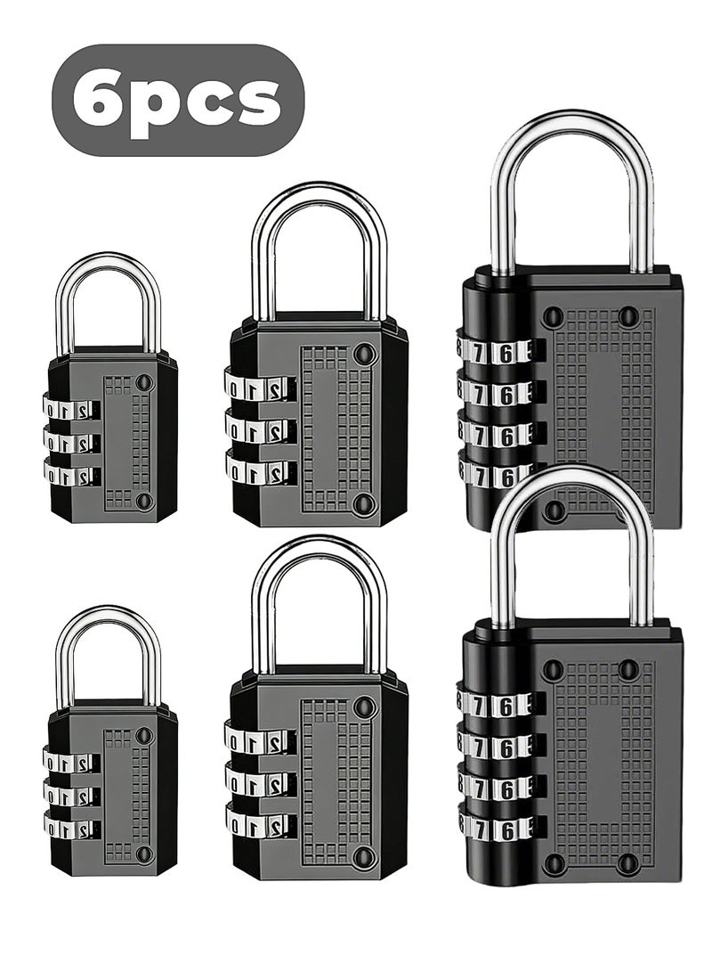 طقم 6 أقفال كود، زوجين من كل حجم كبير وسط وصغير، قفل شنط، قفل خارجي مقاوم للمية بثلاث أرقام - Image 1