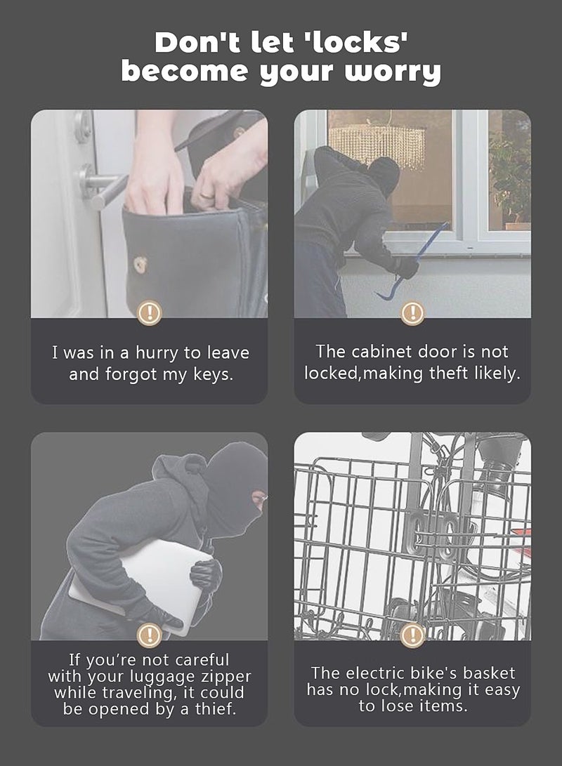 طقم 6 أقفال كود، زوجين من كل حجم كبير وسط وصغير، قفل شنط، قفل خارجي مقاوم للمية بثلاث أرقام - Image 5