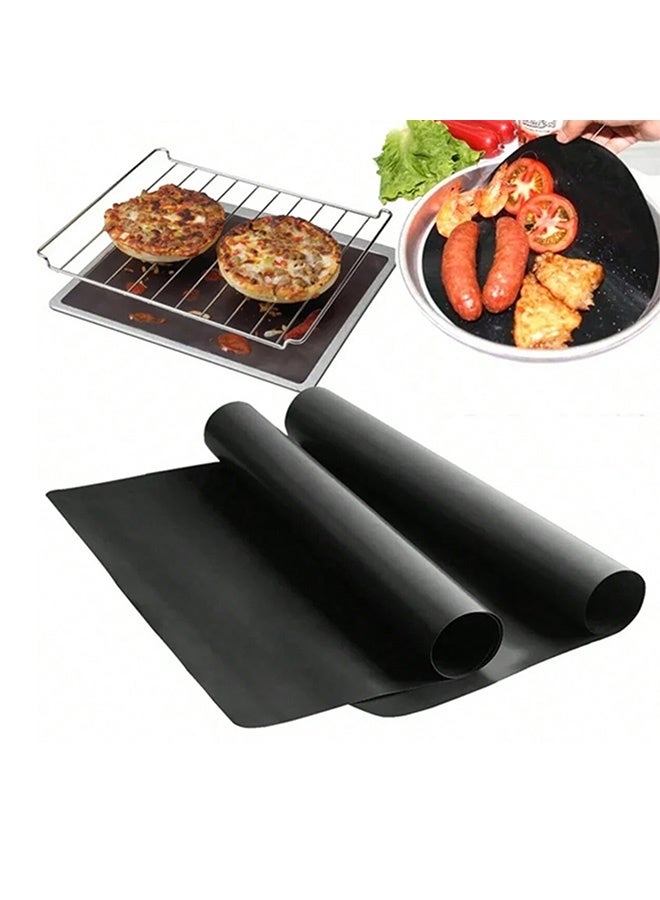 2 non stick oven liners, reusable electric and gas oven pads, heat-resistant and easy to clean oven protectors, outdoor barbecue grill mats, safe kitchen and barbecue accessories back to school - Image 1
