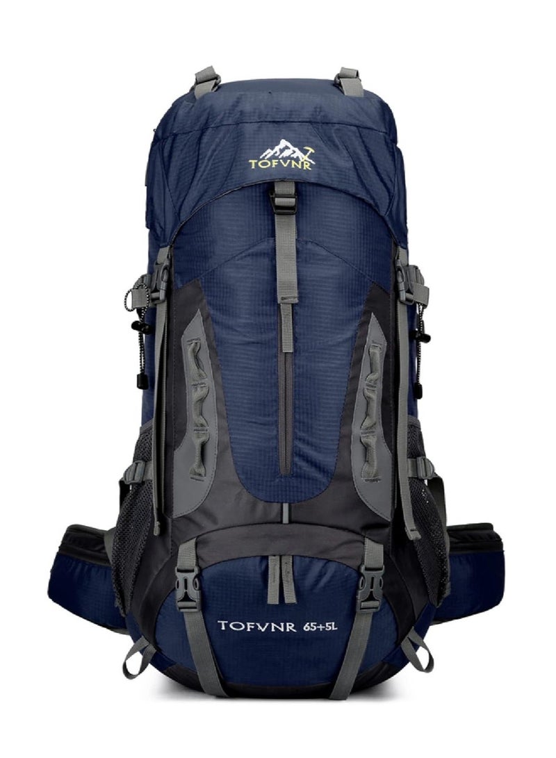 Arabest 70L Large Camping Hiking Backpack , Lightweight Nylon Trekking Rucksack,For Men Women Outdoor Large Capacity Sports Mountaineering Backpack Climbing Travel Waterproof Daypack, Navy Blue - Image 1