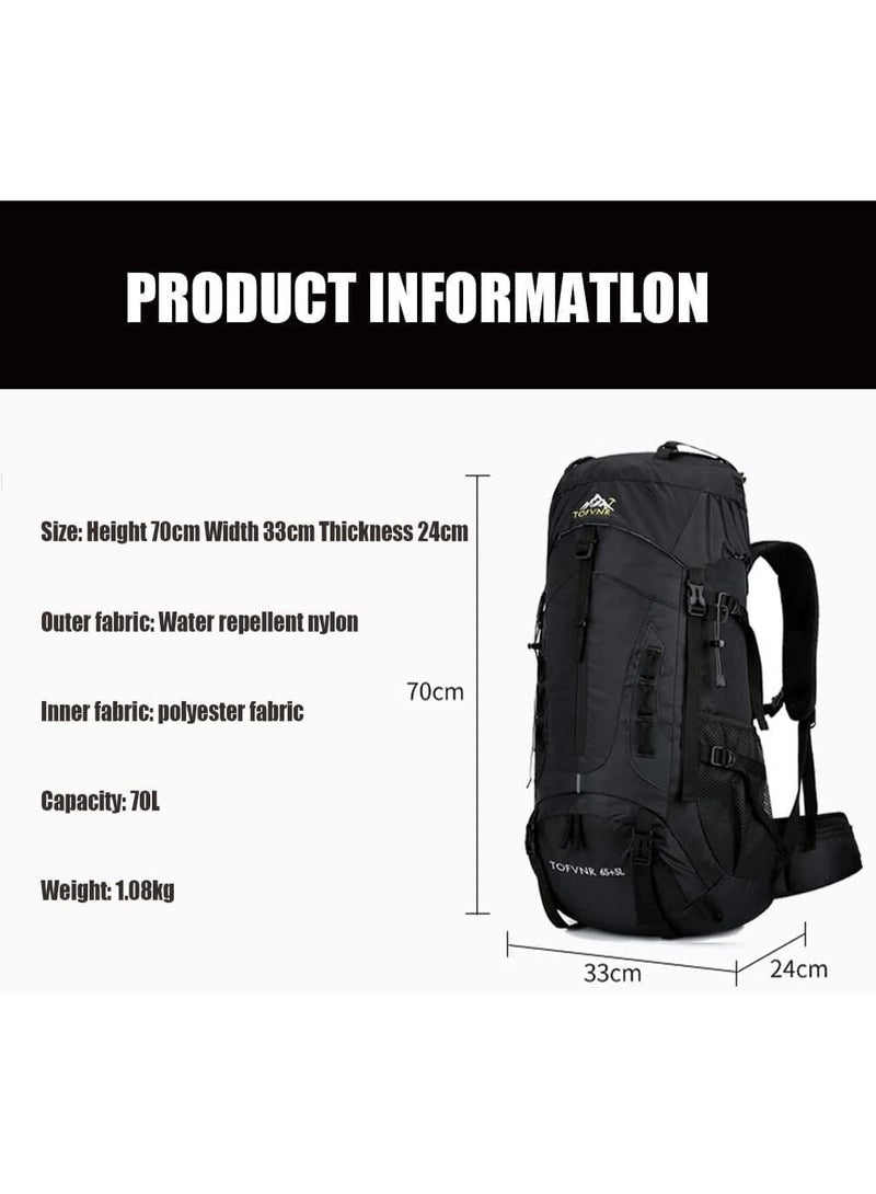 Arabest 70L Large Camping Hiking Backpack , Lightweight Nylon Trekking Rucksack,For Men Women Outdoor Large Capacity Sports Mountaineering Backpack Climbing Travel Waterproof Daypack, Navy Blue - Image 4