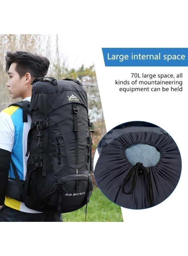 Arabest 70L Large Camping Hiking Backpack , Lightweight Nylon Trekking Rucksack,For Men Women Outdoor Large Capacity Sports Mountaineering Backpack Climbing Travel Waterproof Daypack, Navy Blue - Image 3