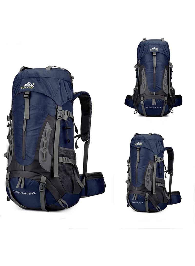 Arabest 70L Large Camping Hiking Backpack , Lightweight Nylon Trekking Rucksack,For Men Women Outdoor Large Capacity Sports Mountaineering Backpack Climbing Travel Waterproof Daypack, Navy Blue - Image 2