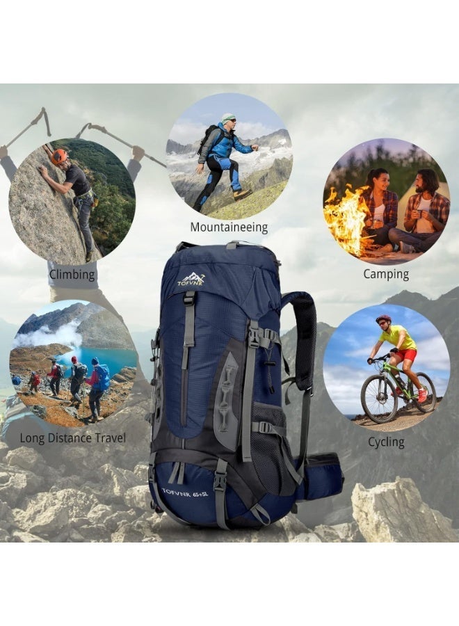 Arabest 70L Large Camping Hiking Backpack , Lightweight Nylon Trekking Rucksack,For Men Women Outdoor Large Capacity Sports Mountaineering Backpack Climbing Travel Waterproof Daypack, Navy Blue - Image 5