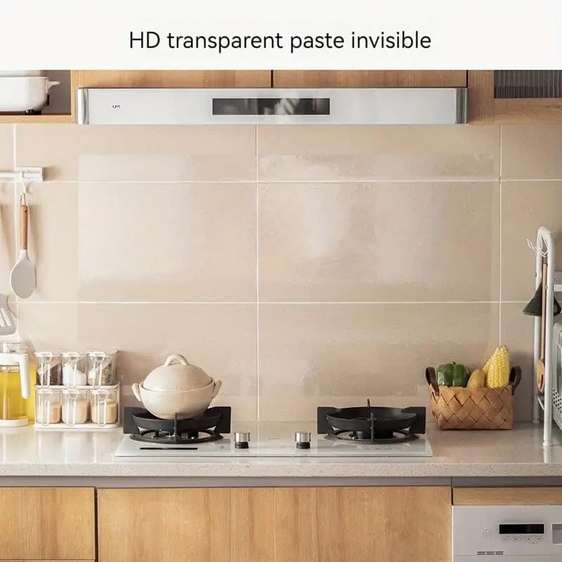 SUNBIRD SUNBIRD Premium Clear Kitchen OilProof Transparent Tile Sticker Oil Heat Resistant Waterproof Vinyl Film for Kitchen Stove Cabinet Home Decor Tile Sticker 1 Ft x 3 Ft  - Image 3