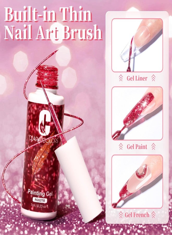 Clara Colors مجموعة طلاء الأظافر الجل اللامع بألوان كلارا لفصل الشتاء، مجموعة فن الأظافر بـ 20 لون - طلاء أظافر أحمر، أصفر لتصميمات الدوامة، رسم أطراف فرنسية - فرشاة فن الأظافر مدمجة - Image 2