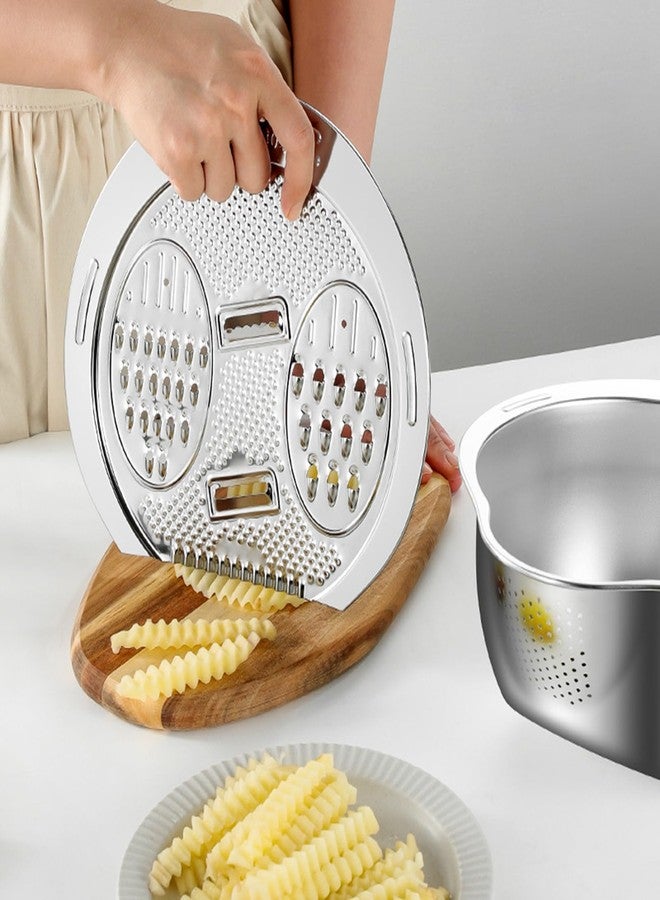 DOPMEP Rice Washer Strainer Bowl with Slicer Cuts, Stainless Steel Quinoa Washing Bowl Versatile Side Drainers Colander for Cleaning Rinsing Fruits, Vegetables, and Beans - Multifunctional Drain Basket - Image 5