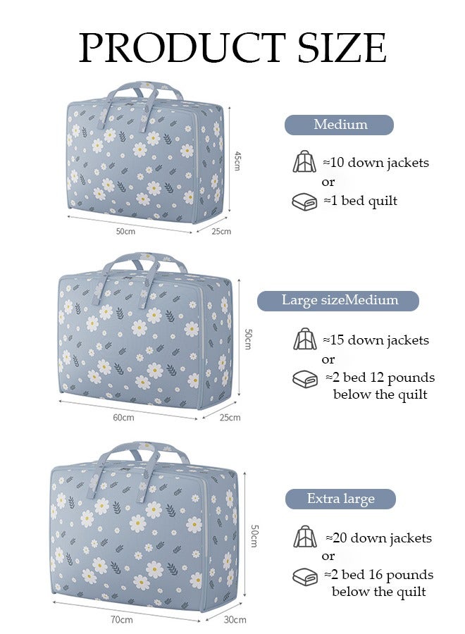 DUNISO 3 Pack Large Clothes Storage Bags, Moving Bags, Foldable Storage Bags for Organizing Bedroom, Closet, Clothing, Comforter, Sweater, Organization and Storage with Zip and Handle  - Image 4