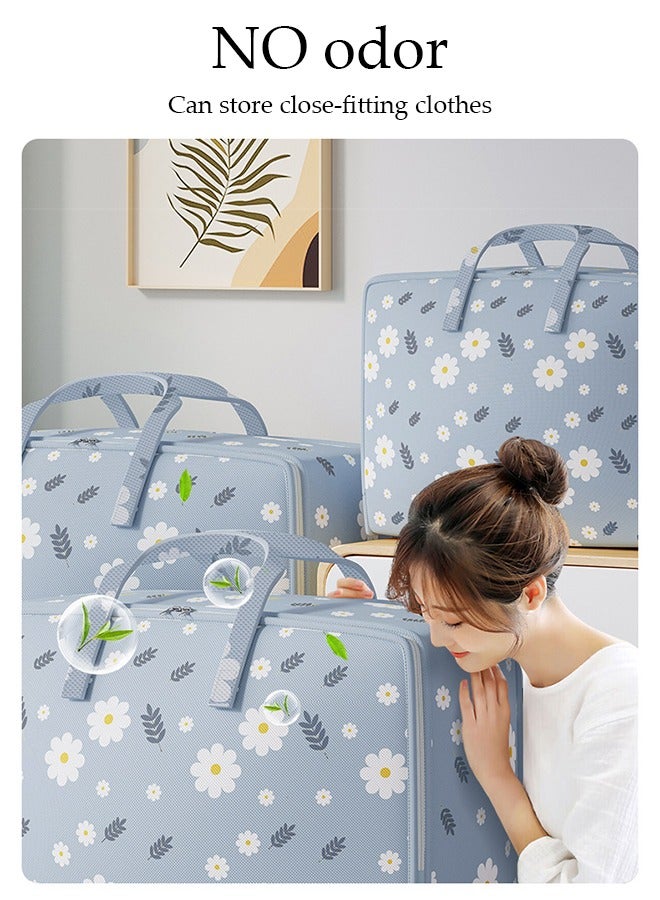 DUNISO 3 Pack Large Clothes Storage Bags, Moving Bags, Foldable Storage Bags for Organizing Bedroom, Closet, Clothing, Comforter, Sweater, Organization and Storage with Zip and Handle  - Image 2