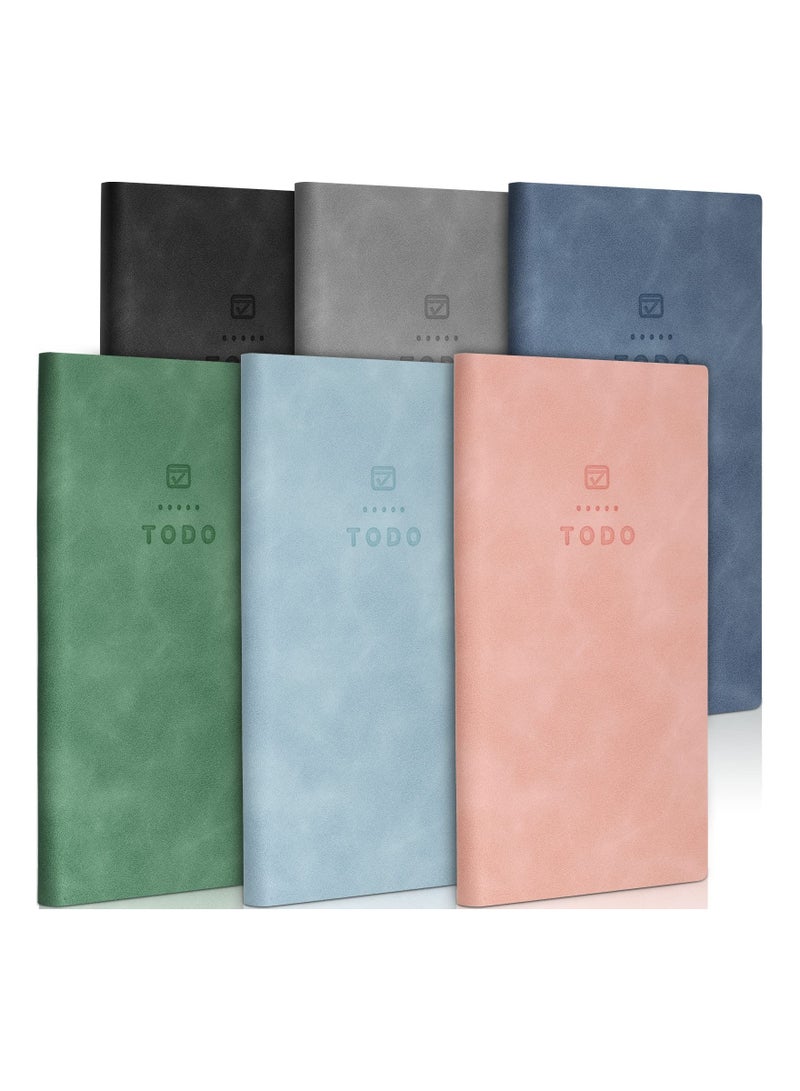 6 Pcs 196 Pages Slim Soft Leather To Do List Notebook for Daily Planning and School Tasks Ideal for Students - Image 1
