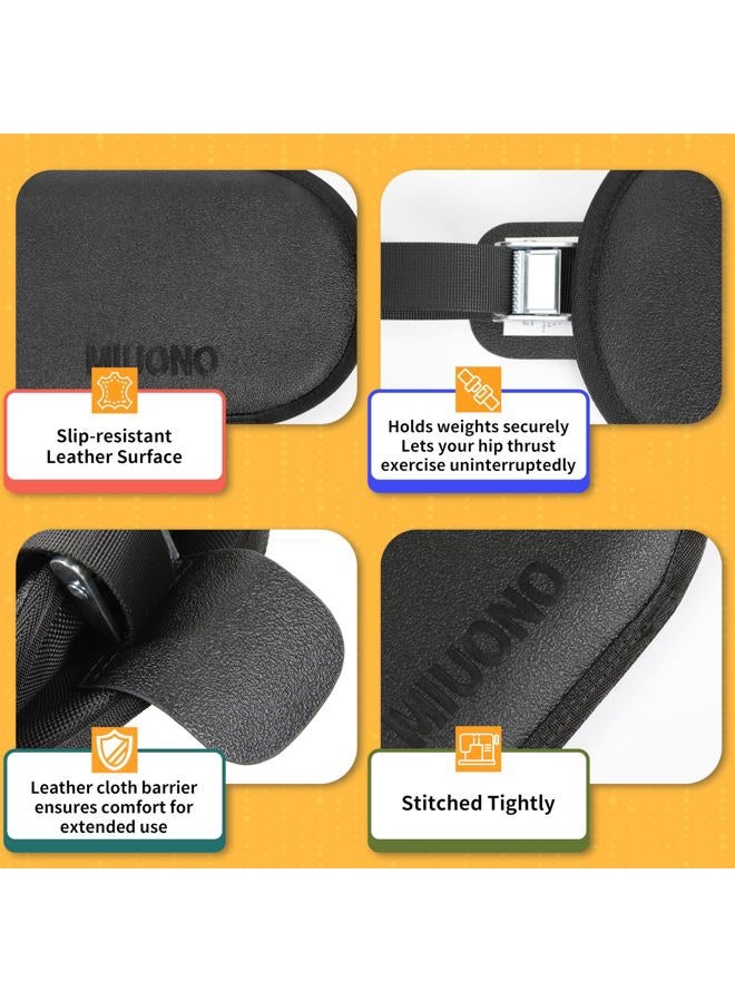MIUONO Hip Thrust Belt, Dumbbell Hip Thrust Belt for Kettlebells or Grip Plates, Thicker Slip-Resistant Leather Glute Bridge Pad Machine for Booty Workout of Home Gym - Image 2