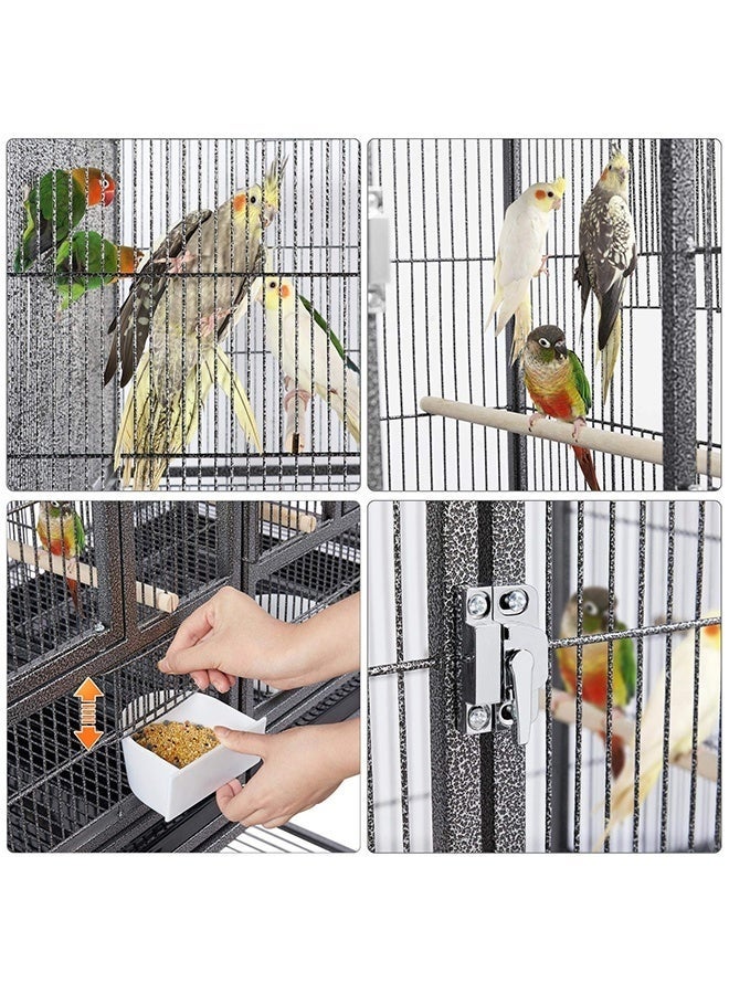 WALALLA Stackable Divided Breeder Breeding Parakeet Bird Cage for Canaries Cockatiels Lovebirds Finches Budgies Small Parrots with Rolling Stand, L95*W45*H104cm, Black - Image 5