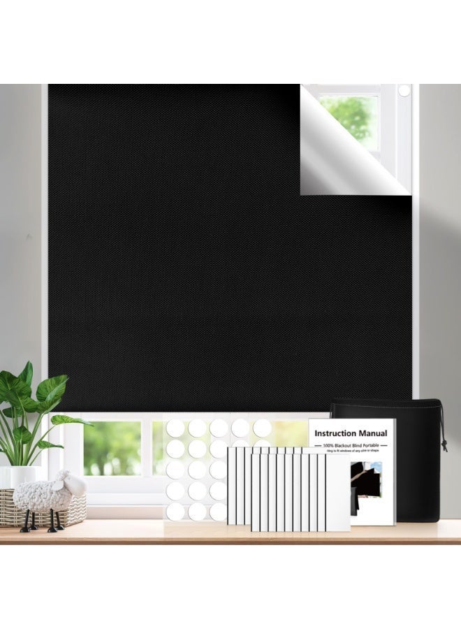 FEELSO Blackout Blinds Stick On for Windows, No Drill Blinds Blackout with Strong Adhesive, Portable Blackout Blinds for Bedroom, Nursery, Loft, Travel RV Car - Image 1