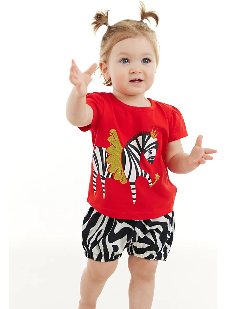 Denokids Ballerina Zebra Baby Girl T-Shirt Poplin Shorts Set