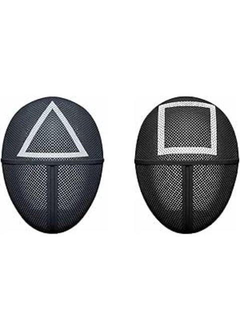 2 Pieces Squid Mask Squad Triangle Masks for Boys Girls High Quality Costume - Squid Mask Square and triangle Pattern for Boys Girls Costume