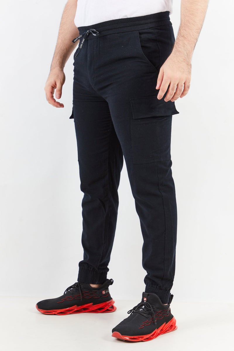 Jack Jones Men Sportswear Fit Solid Drawstring Cargo Jogger, Black  - Image 3