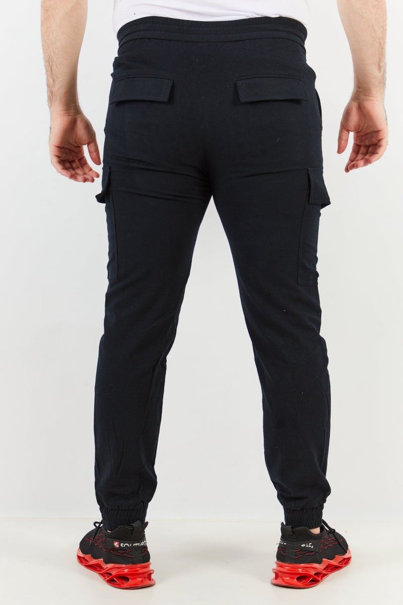 Jack Jones Men Sportswear Fit Solid Drawstring Cargo Jogger, Black  - Image 2