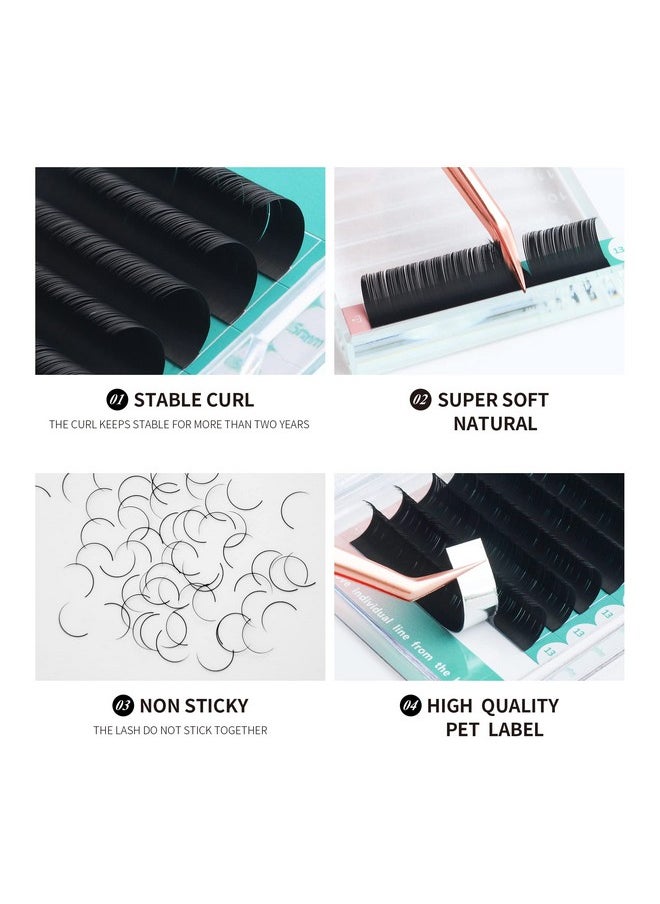 ANNAFRIS ANNAFRIS Ellipse Flat Eyelashes Extension 0.20 D Curl Mixed Tray Natural Soft Matte Black Faux Mink Individual False Lashes Split Tips Light Eye Lashes Extension Supplies (0.20 D, 8-15mm Mix)  - Image 2