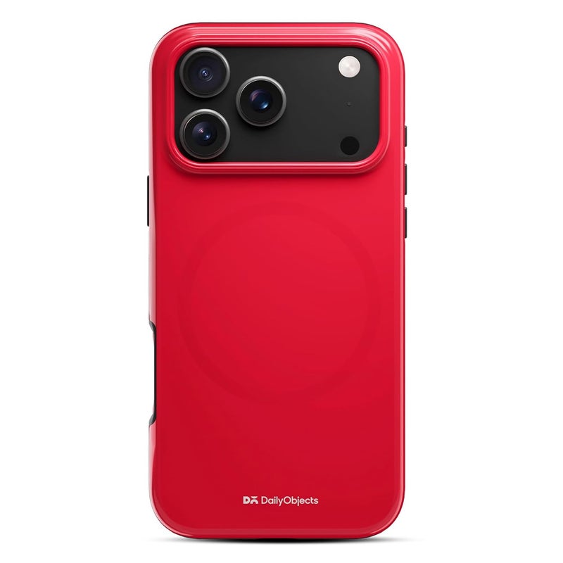 Daily Objects Enamel Bumper MagSafe Case for iPhone 17 Pro Compatible with Mag-Safe Wireless Charging | Red Hybrid Magnetic Back Cover - Image 1