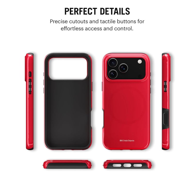 Daily Objects Enamel Bumper MagSafe Case for iPhone 17 Pro Compatible with Mag-Safe Wireless Charging | Red Hybrid Magnetic Back Cover - Image 5