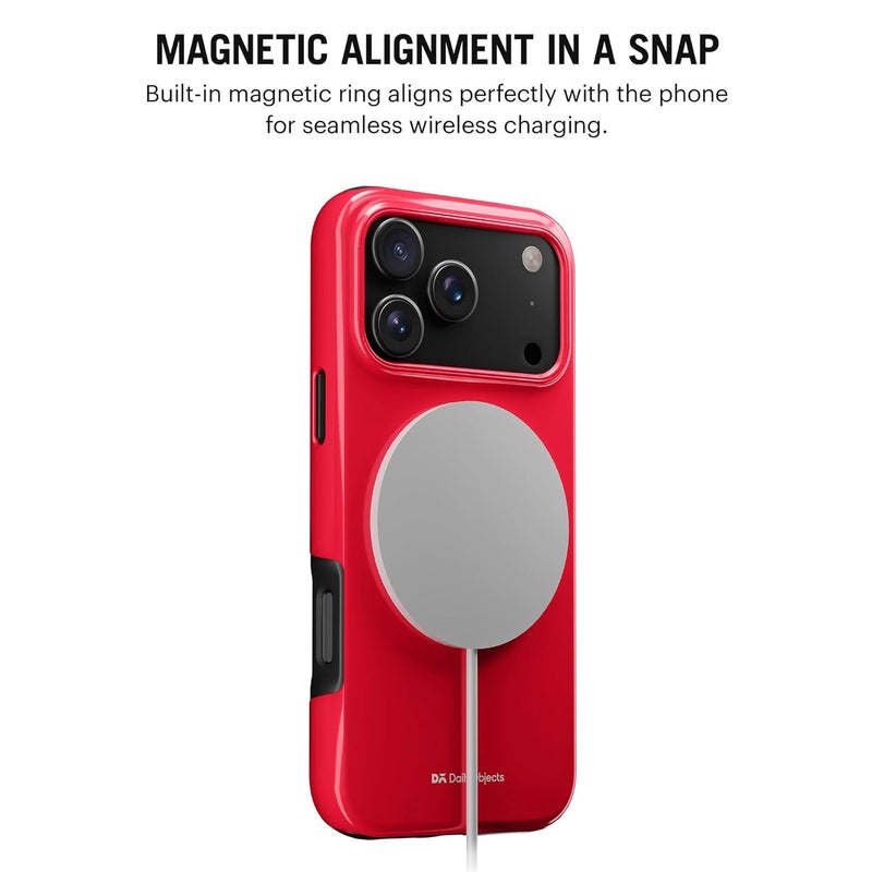 Daily Objects Enamel Bumper MagSafe Case for iPhone 17 Pro Compatible with Mag-Safe Wireless Charging | Red Hybrid Magnetic Back Cover - Image 2
