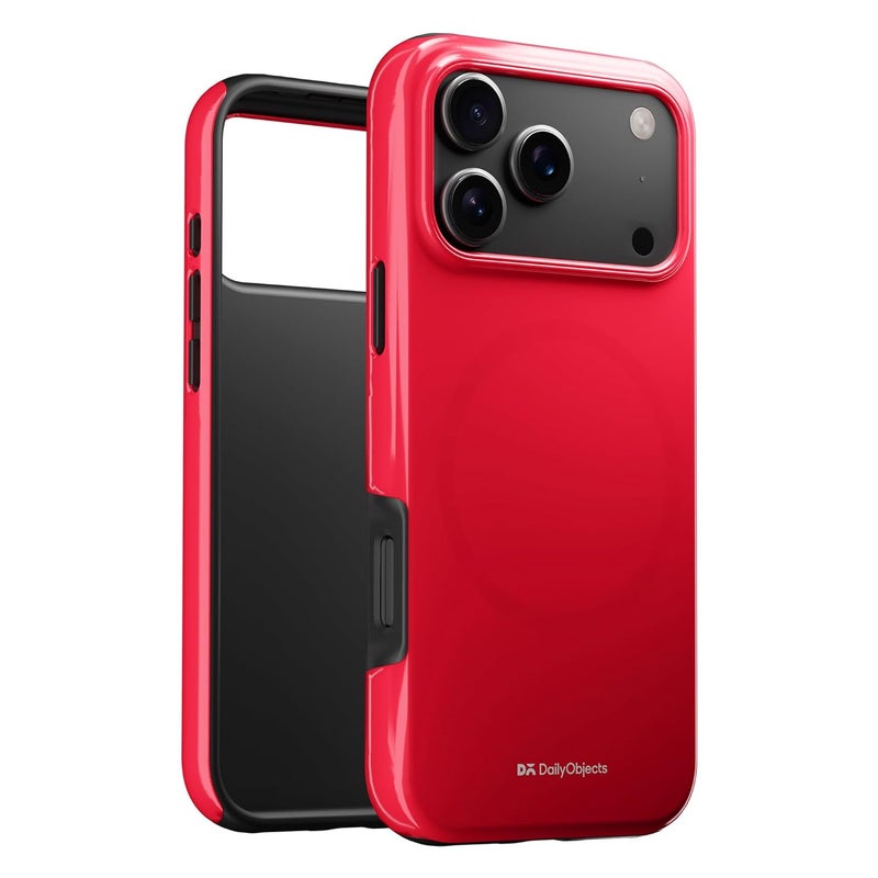 Daily Objects Enamel Bumper MagSafe Case for iPhone 17 Pro Compatible with Mag-Safe Wireless Charging | Red Hybrid Magnetic Back Cover - Image 3