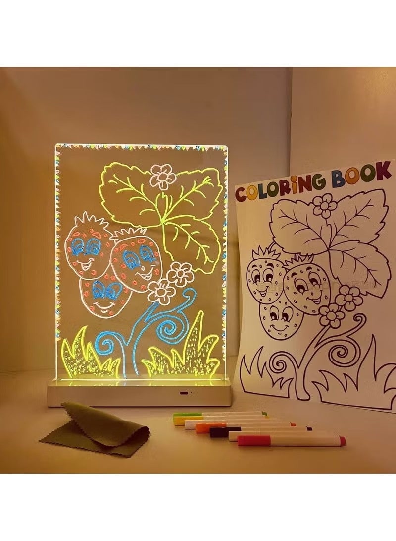 متجر سهل لوحة ملاحظات LED أكريليك مضيئة وقابلة للمسح الجاف (مقاس 20×20 سم) مع حامل؛ تتيح كتابة الملاحظات والرسم، وتعمل كلوحة رسائل مضيئة يمكن تخصيصها يدوياً. - Image 2