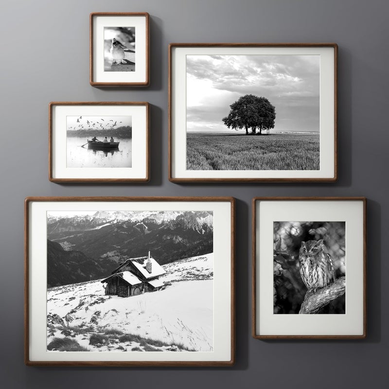 FLYJOE 11x14 Picture Frame, Natural Solid Walnut Wood Photo Frame with HD Tempered Glass, Rounded Corner Wooden Frame 11 x 14 Matted to 8x10, Horizontal or Vertical Wall Mounting - Image 2