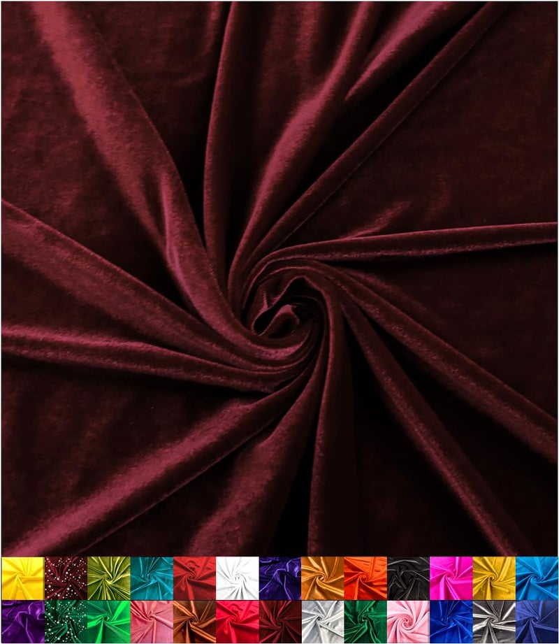 Barcelonetta Stretch Velvet Fabric Luxury Soft Velvet Fabric 60 Wide Roll 10 Spandex Sewing Apparel Upholstery Burgundy 5 Yards - Image 2
