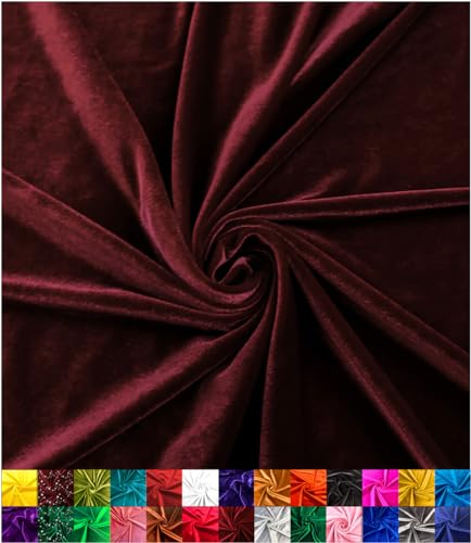 Barcelonetta Stretch Velvet Fabric Luxury Soft Velvet Fabric 60 Wide Roll 10 Spandex Sewing Apparel Upholstery Burgundy 5 Yards - Image 1