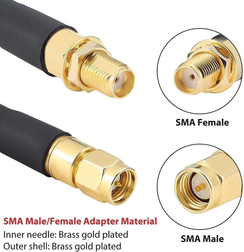 XRDS -RF 35ft SMA Male to SMA Female Coax Cable, 50 Ohm Low Loss KMR240 SMA Connectors Pure Copper Coaxial Cable for SDR Equipment Antenna, Ham Radio, 3G 4G LTE Antenna, ADS-B, GPS, LAN - Image 2