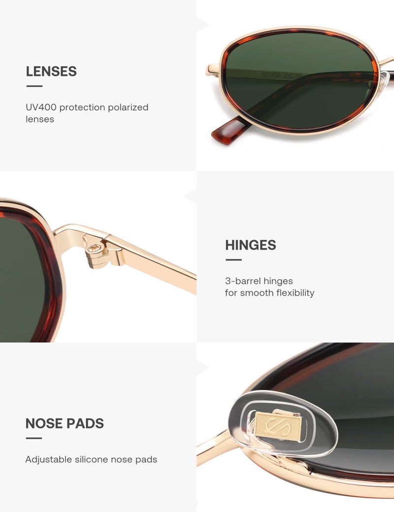 SOJOS Trendy Oval Polarized Sunglasses for Women Men, 80s 90s Chic Retro Vintage Sunnies SJ1248, Brown Tortoise/Green - Image 5
