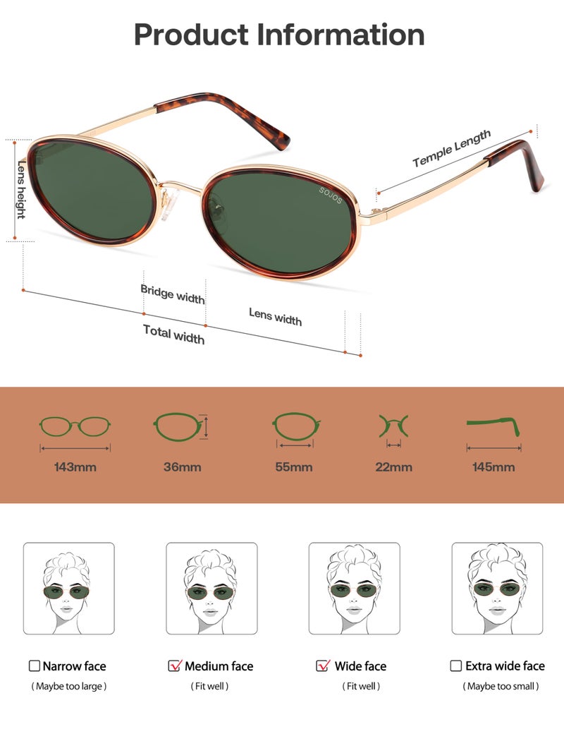 SOJOS Trendy Oval Polarized Sunglasses for Women Men, 80s 90s Chic Retro Vintage Sunnies SJ1248, Brown Tortoise/Green - Image 4