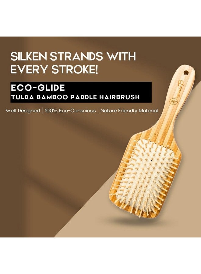 Organic B Rectangular Paddle Hairbrush |Bamboo |Stripped | Large - Image 2
