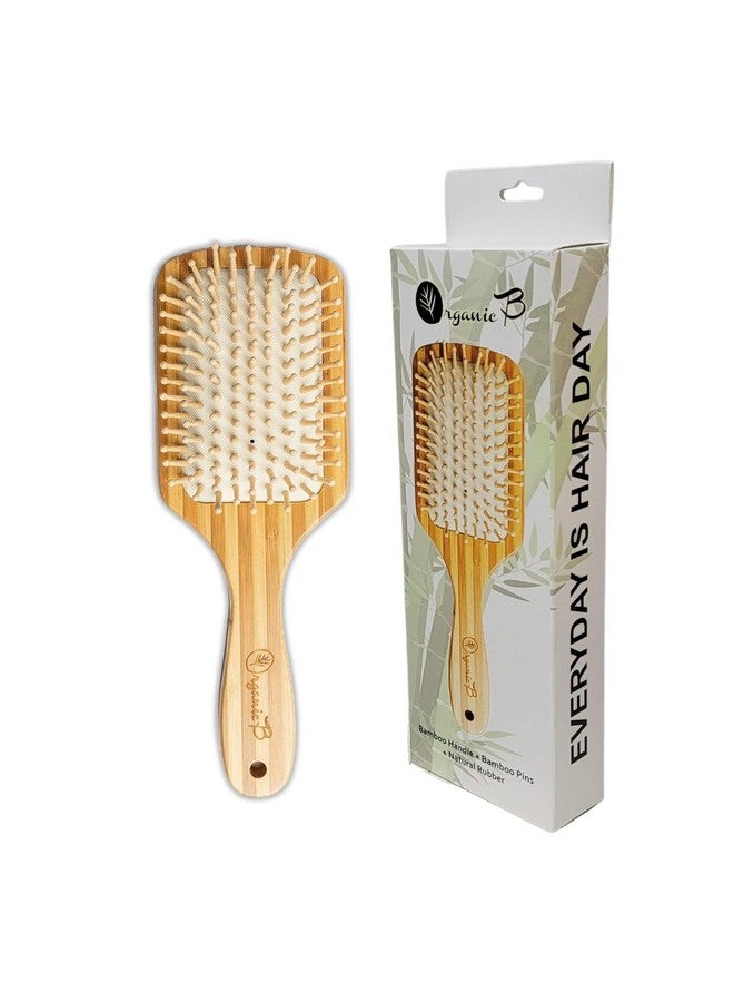 Organic B Rectangular Paddle Hairbrush |Bamboo |Stripped | Large - Image 1