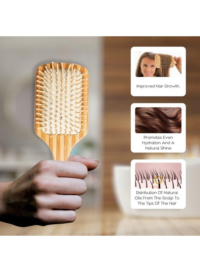 Organic B Rectangular Paddle Hairbrush |Bamboo |Stripped | Large - Image 4