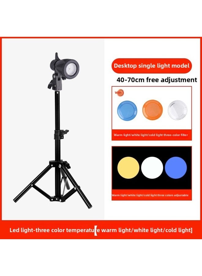LED Photography Light White Warm Light Taobao Small Still Life Studio Soft Light Light Fill Light Small Spotlight Table Lamp-Light Source Color:LED Lamp-three Color Temperature [warm Light/white Light/cold Light] Desktop Bracket [40-70cm]]  - Image 1