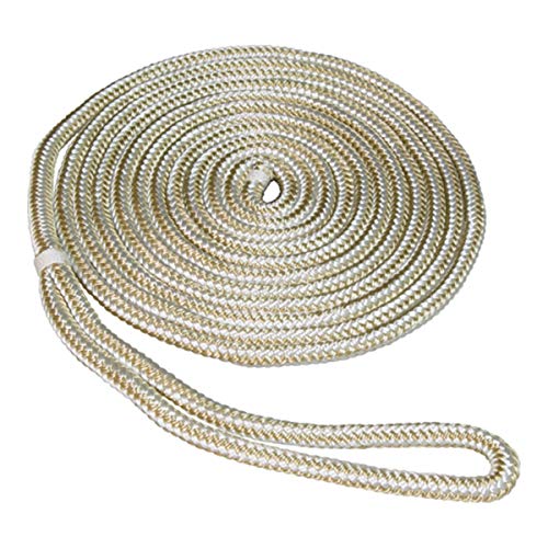 SeaSense Dockline Double Braid Nylon 5/8” x 20’ Gold & White - Image 1
