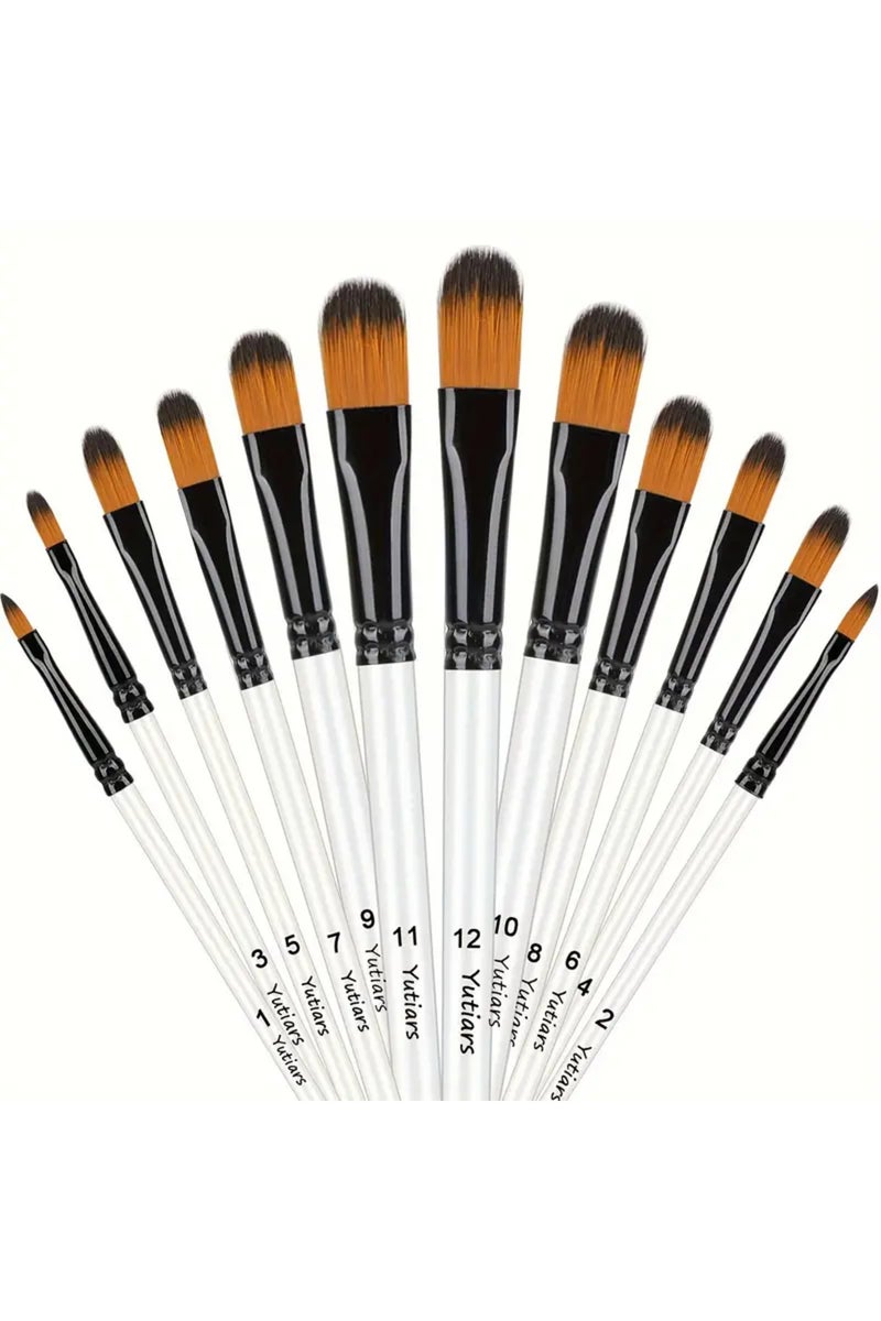 erorex filbert 12pcs Filbert Artist Brushes with Nylon Tips - Wood Handle Professional Paintbrush Set for A