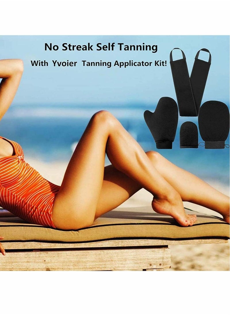 SYOSI - Self Tanning Mitt Applicator Kit 4 in 1 Self Applicator Set with Exfoliating Glove,Tan Mitt Applicator,Tanning Back Lotion Applicators for Your Back Face Mitt, Set of 4 - Image 1