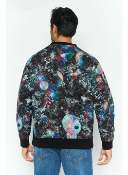EMPORIO ARMANI Men Crew Neck All Over Print Long Sleeves Sweatshirt, Black Combo  - Image 4