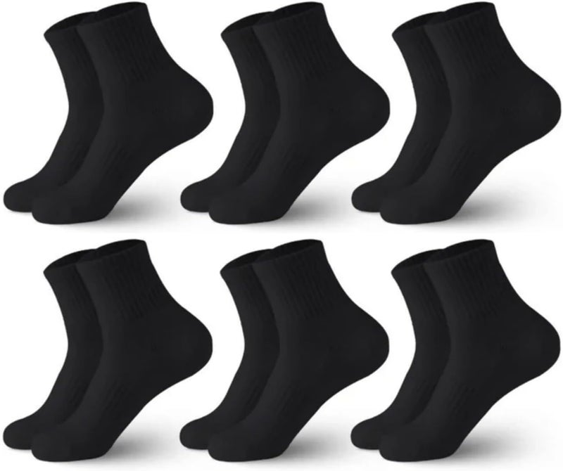 Lullaxx 100% Cotton Mid-Calf Socks 6-Pack,Breathable,Casual Comfortable Athletic,Odour Free Mens Socks For All Season - Image 1
